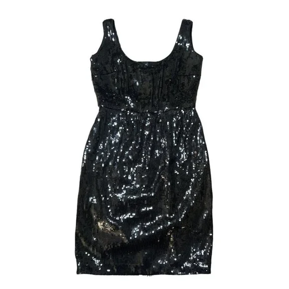 Maggy London Sequin Dress Black Womens Size 4 Lined ($148)